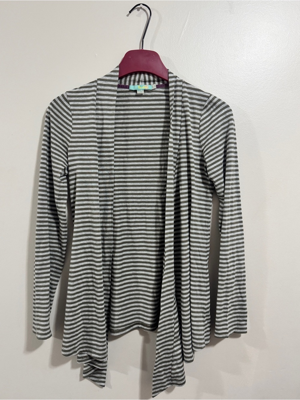 Boden Women’s US 2 Striped Cardigan Gray Ivory Boho Chic Coastal Grandma
